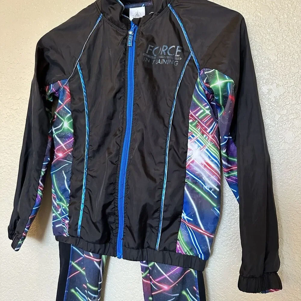 Girls Disney Jedi Force In Training Two‎ Piece Outfit Jacket Leggings 9/10 Saber